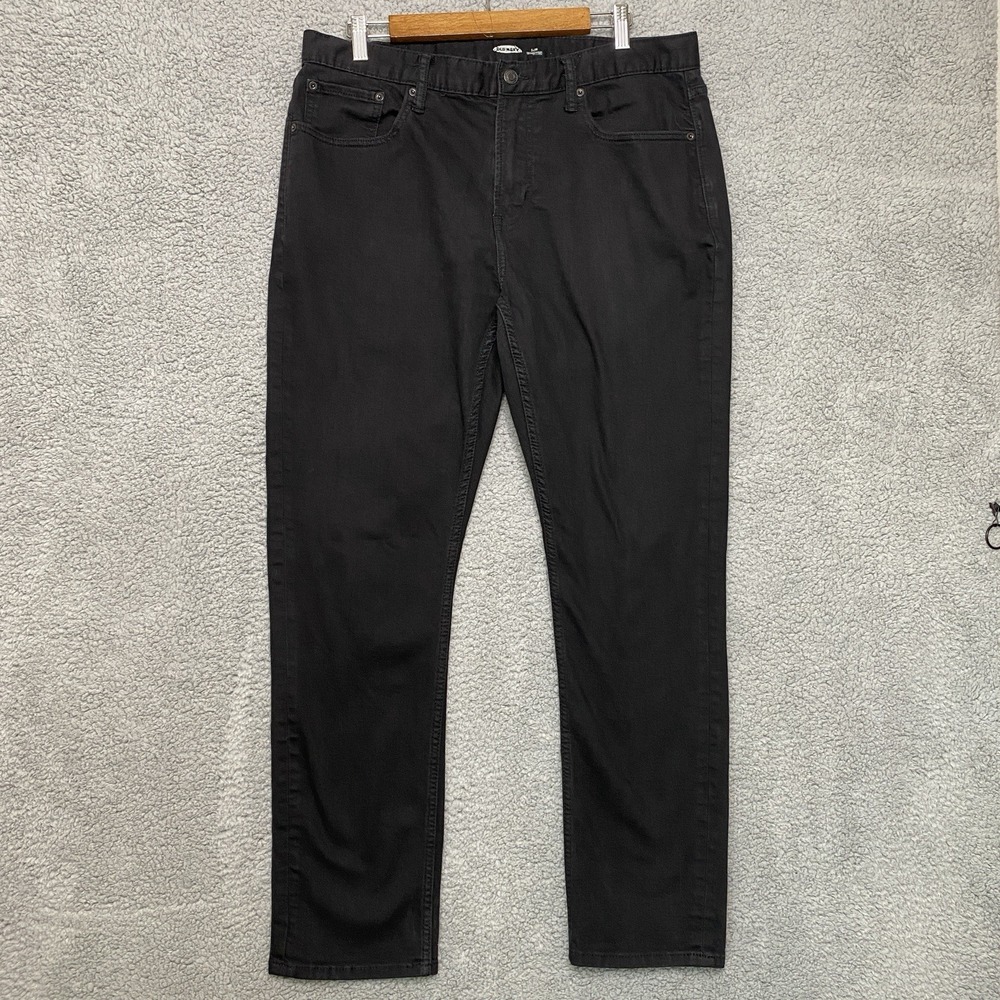 Old Navy Slim Never Fade Jeans Men 36x32 Black Denim Straight Dark Wash Classic